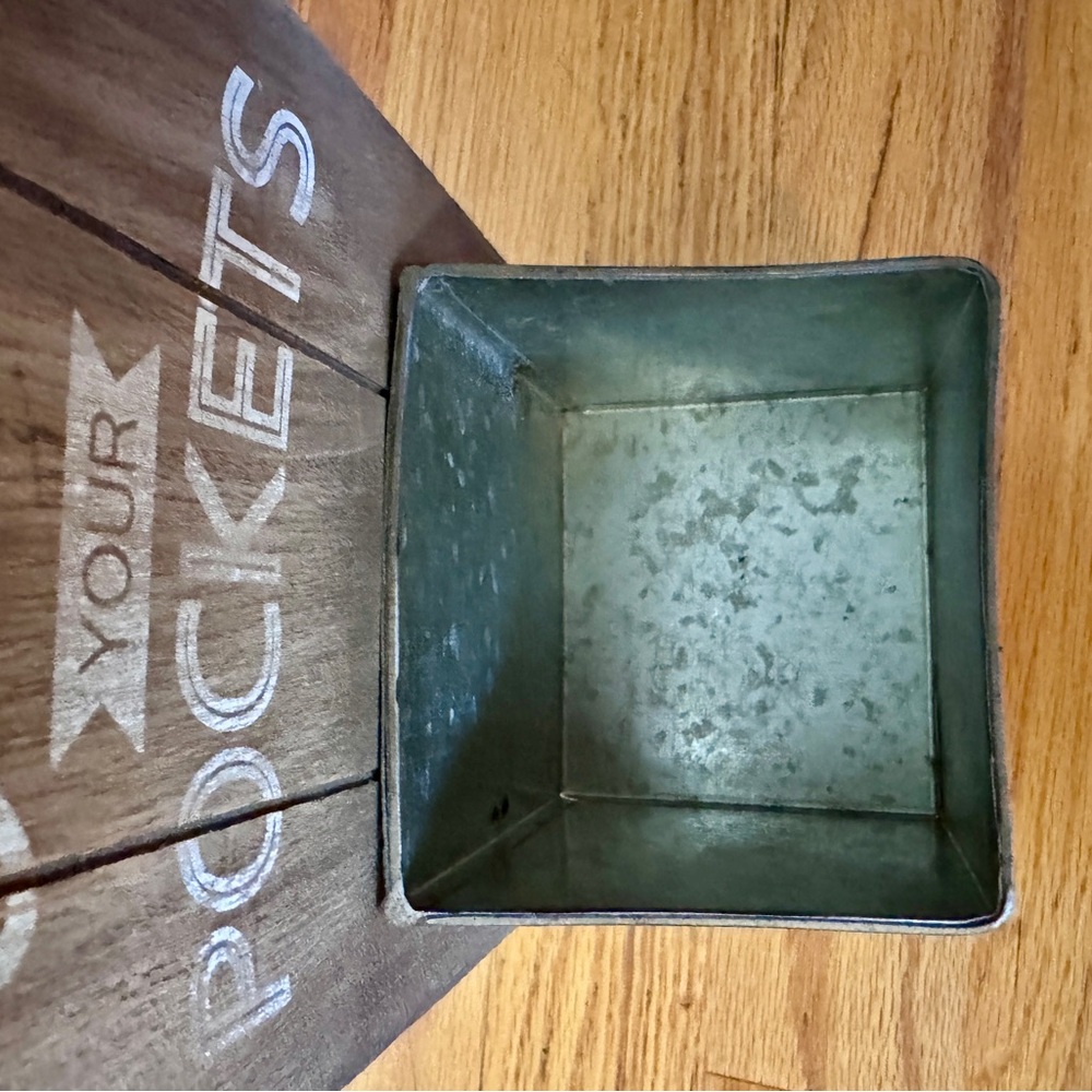 Wall Pocket Organizer for Laundry, Faux Wood & Galvanized Metal, Farmhouse - Picture 5 of 11